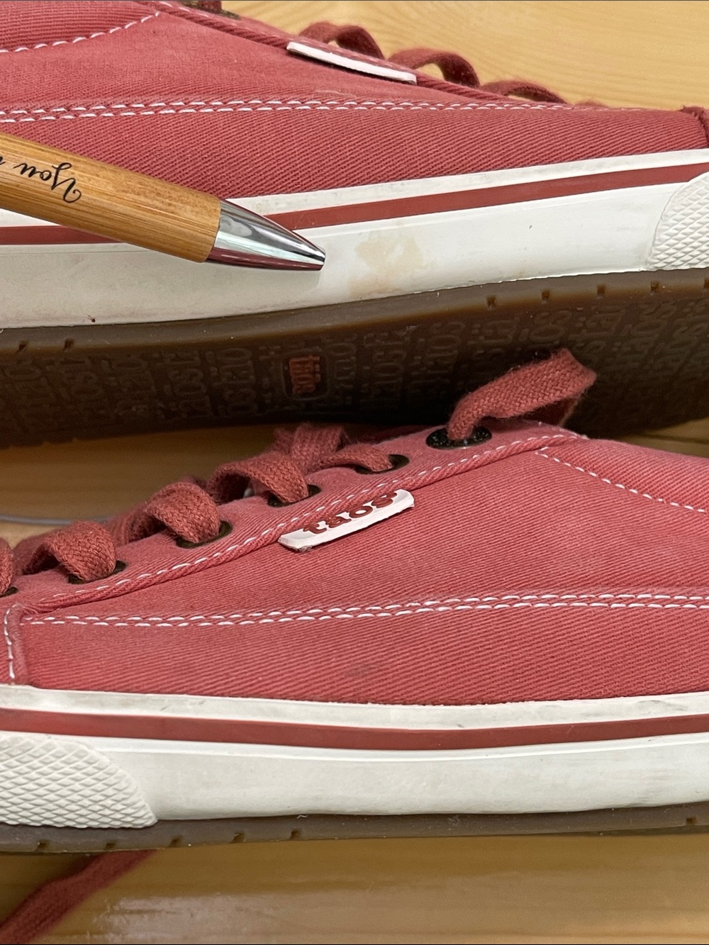 Taos Footwear Moc Star Canvas Sneakers Bruschetta Distressed Red Pink Size 9.5 - Picture 11 of 15